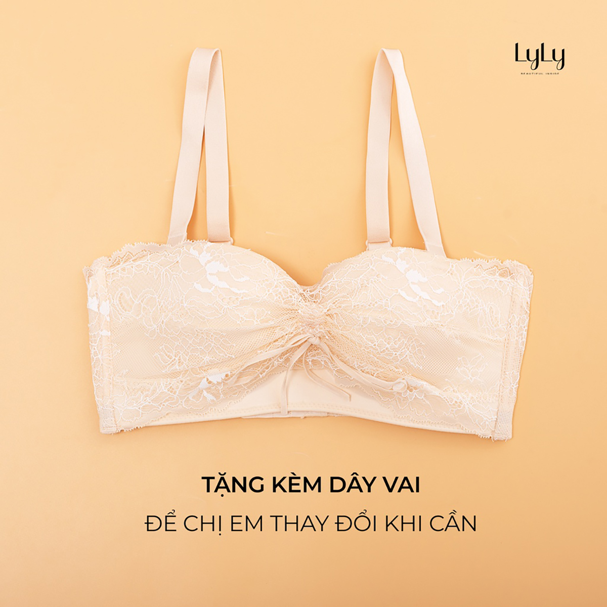 Áo lót nữ đệm vừa dáng quây dây rút Lylylorem AL186 - Nude - 38