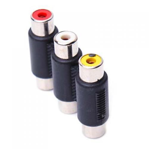 Female To Female 3 RCA AV Coupler Adapter