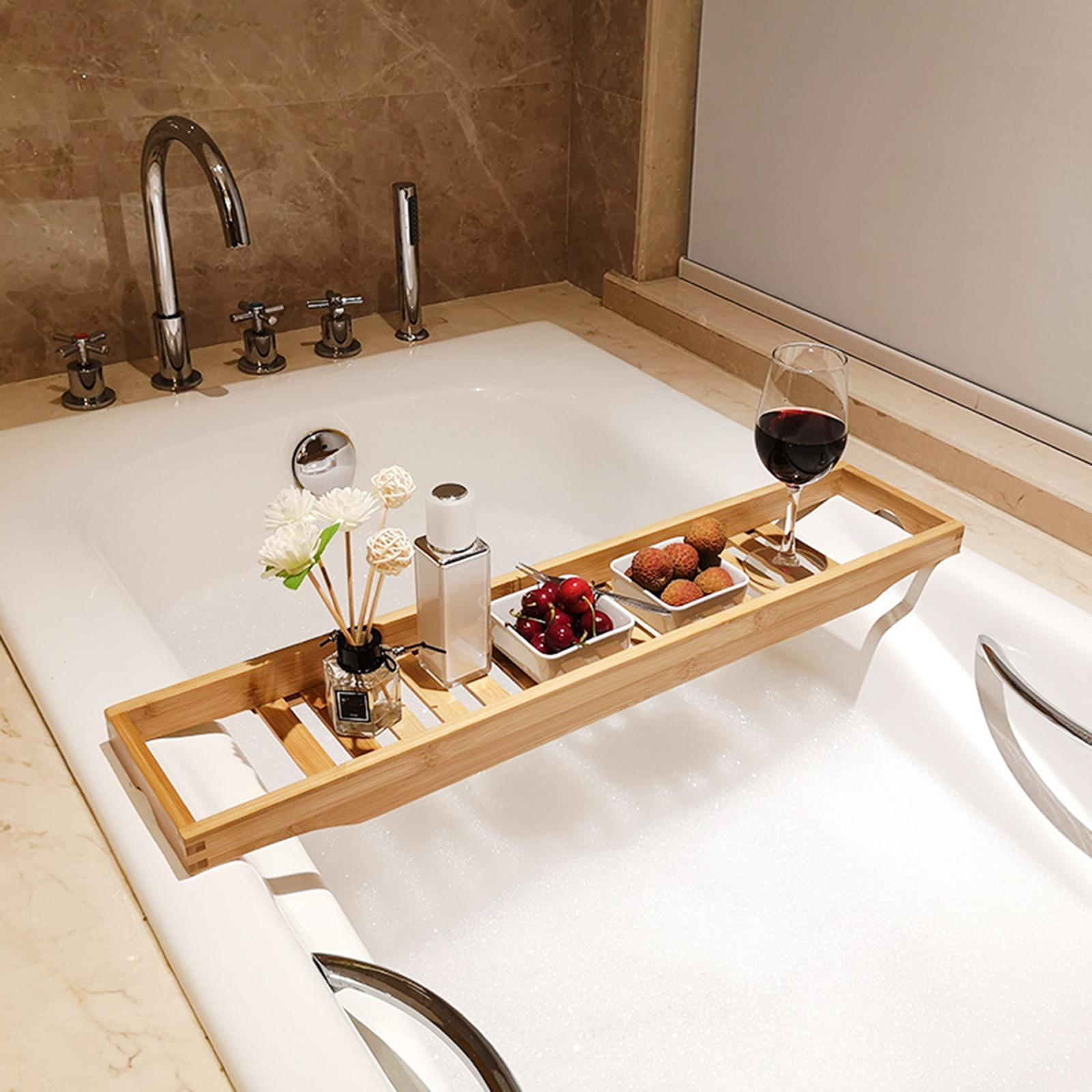 Bathtub Tray, Over Bath Tub Caddy Trays for Bathroom, Non Slip Bath Organizer, Shower Soap Towel Dish Rack, Bathtub Accessories 70cm