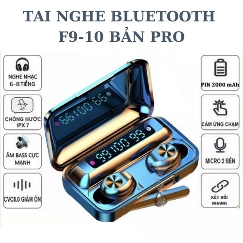 Tai nghe bluetooth không dây Magiclight F9-10 bản nâng cấp 2021 – Nút chạm cảm ứng dừng bật nhạc, chuyển bài – Hàng nhập khẩu