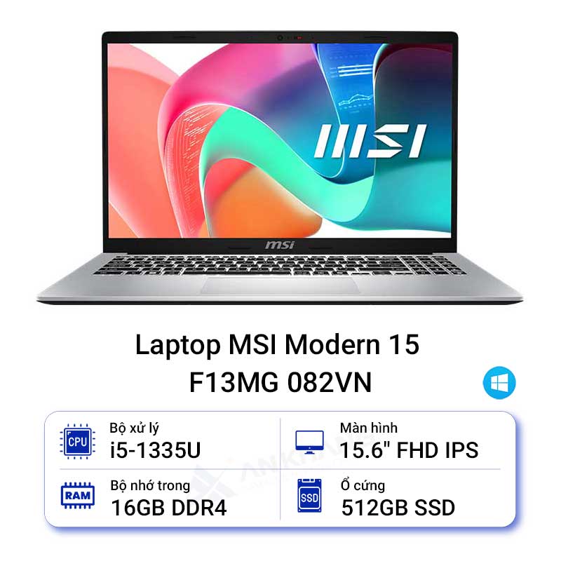MSI Modern 15 F13MG-082VN (i5 1335U/ 16GB/ 512GB SSD/ 15.6 inch FHD/ Win11/ Silver) - HÀNG CHÍNH HÃNG