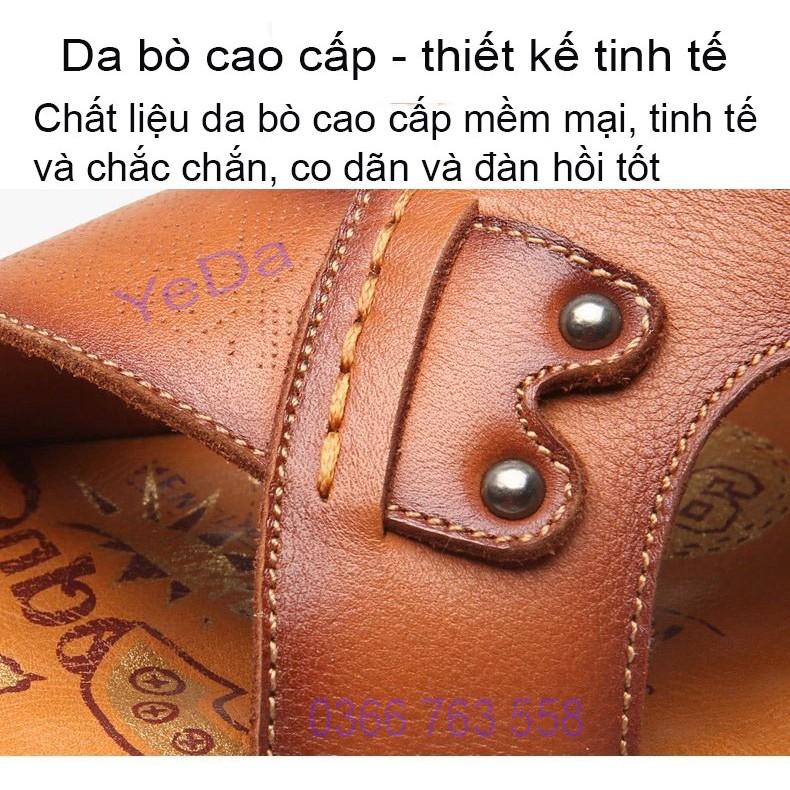 Giày Sandal công sở da bò thật giản dị đế mềm êm thoáng khí kiểu dáng Hàn Quốc