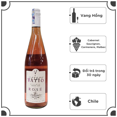 Rượu Vang Hồng San Vicente Geiser Tatio Rose Reserva 750ml 13% - Chile - Hàng Chính Hãng