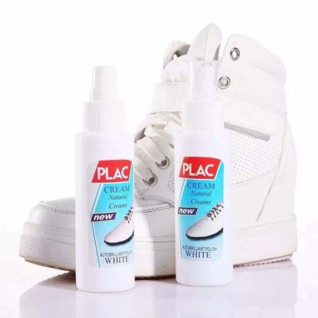 Chai nước tẩy trắng giày dép Plac, vệ sinh làm sạch vết bẩn túi xách, kèm đầu chùi dễ dàng sử dụng