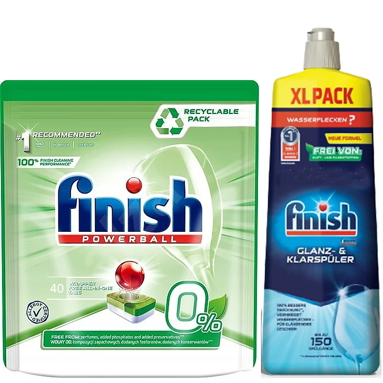 Combo 70 Viên rửa bát Finish Hữu + Nước làm Bóng finish 750ml