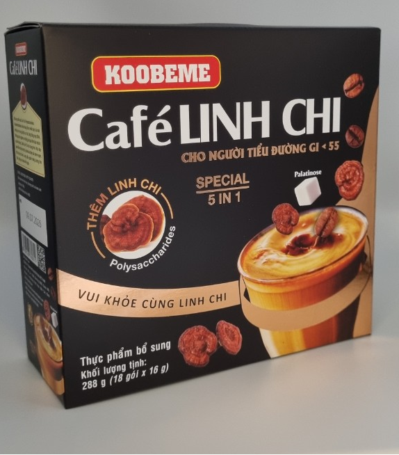 Cà phê hoà tan Café Linh Chi Special Koobeme cho người tiểu đường, ổn định đường huyết vị ngọt béo đậm đà Hộp 18 gói