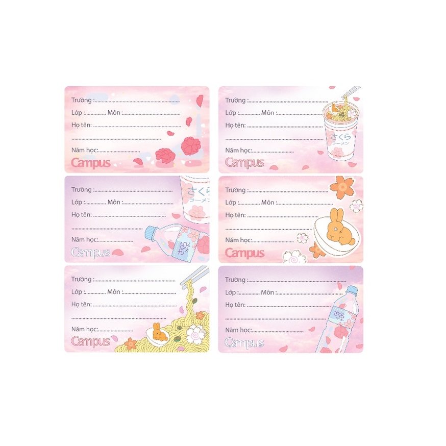 Nhãn vở Campus Kawaii NT-KWI18 - 18 cái/tập - Nhãn dán decal bóc dán dễ dàng