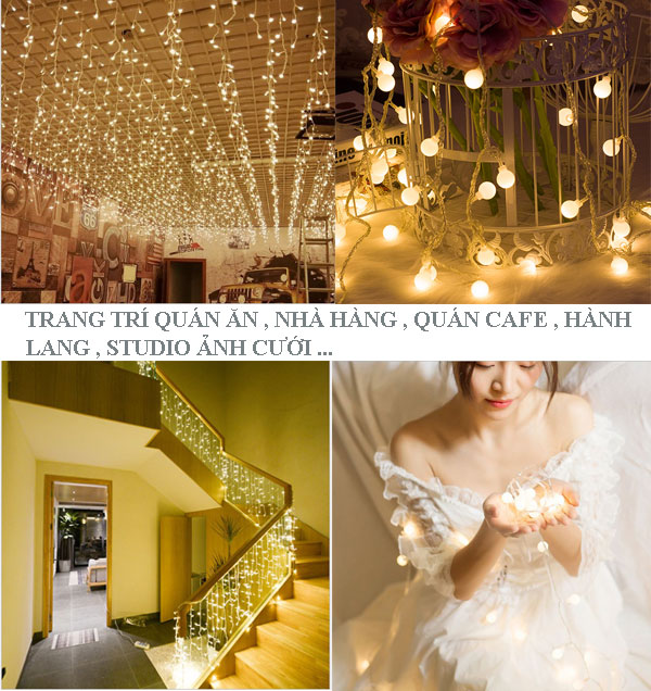 Đèn Led Trang Trí Ngôi Sao Dài 6M - 40 Bóng Trang Trí Noel Lễ Tết