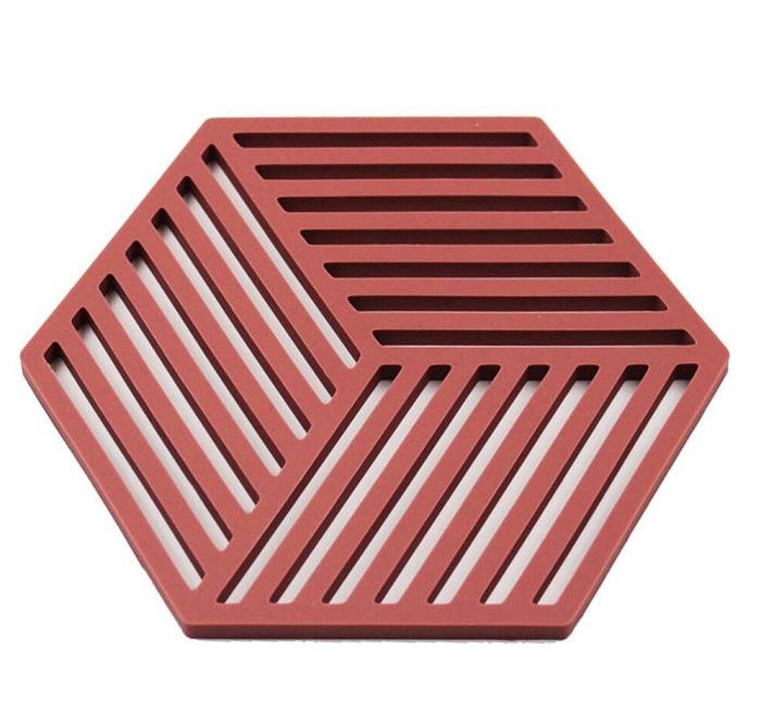 5 Miếng lót nồi silicon chịu nhiệt tốt hình lục giác chống trượt thân thiện với môi trường -giao màu ngẫu nhiên