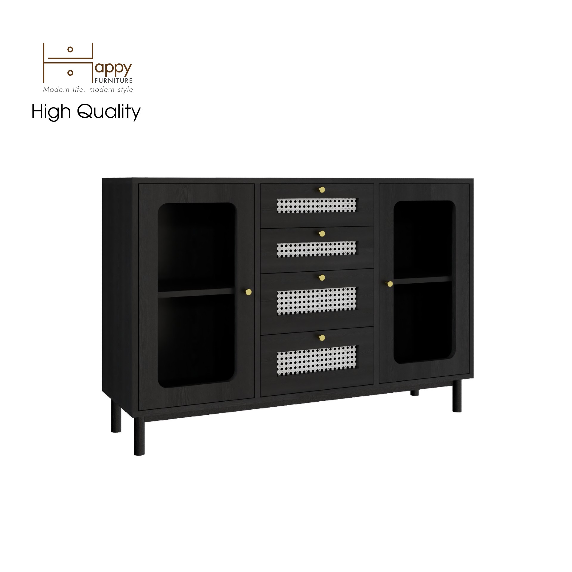 [Happy Home Furniture] ROTAN, Tủ đựng đồ cửa kính 2 cánh mở - chân sắt , 120cm x 34cm x 80cm ( DxRxC), THK_125