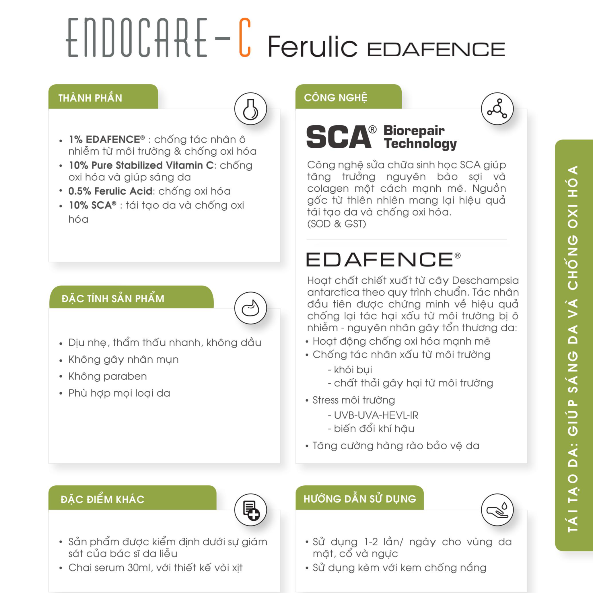 Tinh chất làm sáng và đều màu da Endocare - C Ferulic Edafence 30ml (Nhập khẩu)