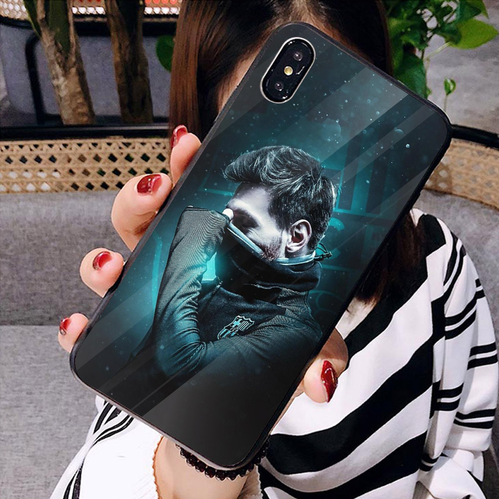 Ốp điện thoại kính cường lực cho máy iPhone X - Leo Messi MS ACZTU008
