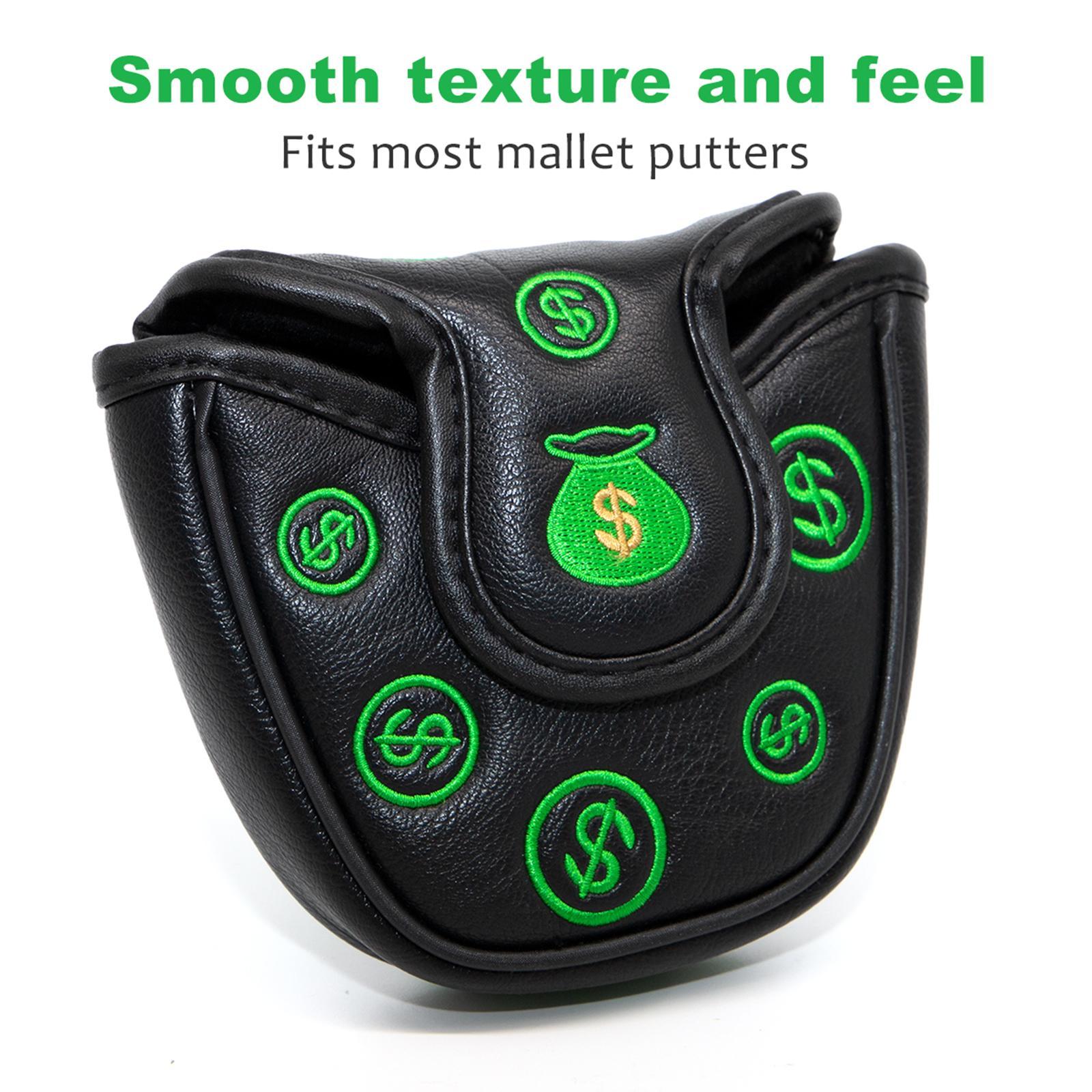 Golf Mallet Putter Head Cover Waterproof PU Leather Golf Putter Headcovers Green