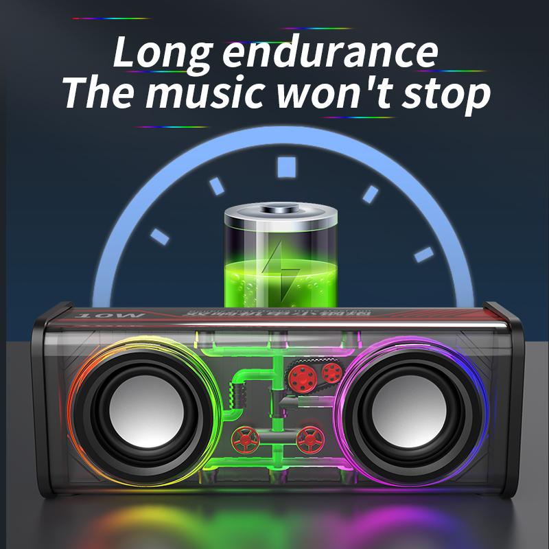 2023 Mới V8 Loa cơ hai sừng trong suốt Loa siêu trầm di động ngoài trời Bass Loa BT 5.0 không dây có đèn LED RGB Màu sắc: Đen