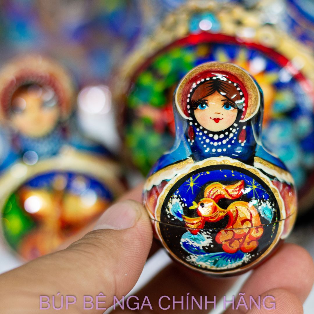 BỘ BÚP BÊ NGA MATRYOSHKA CAO CẤP 5 LỚP 15CM "CỔ TÍCH ÔNG LÃO ĐÁNH CÁ VÀ CÁ VÀNG" CỰC ĐẸP VÀ SANG TRỌNG