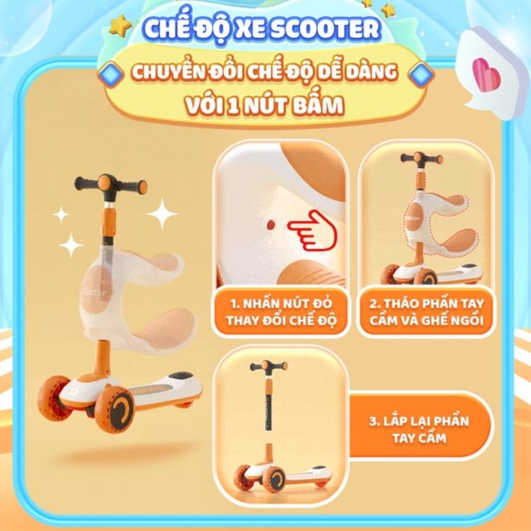 Xe trượt Scooter 3 bánh phát sáng có nhạc cho bé 808 MẸ BÉ PINUS