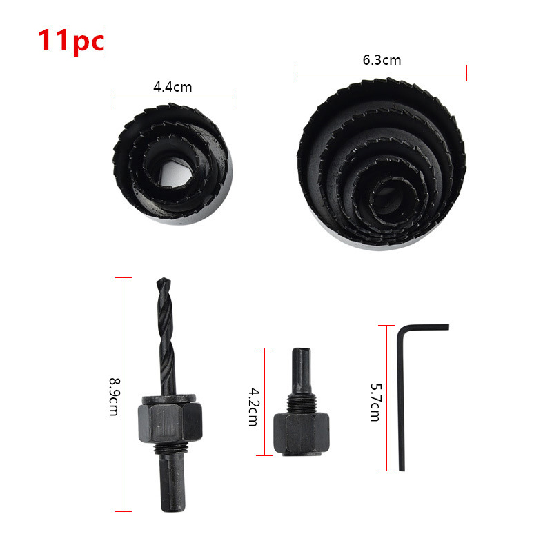 Bộ mũi khoan khoét lỗ gỗ thạch cao 11 chi tiết
