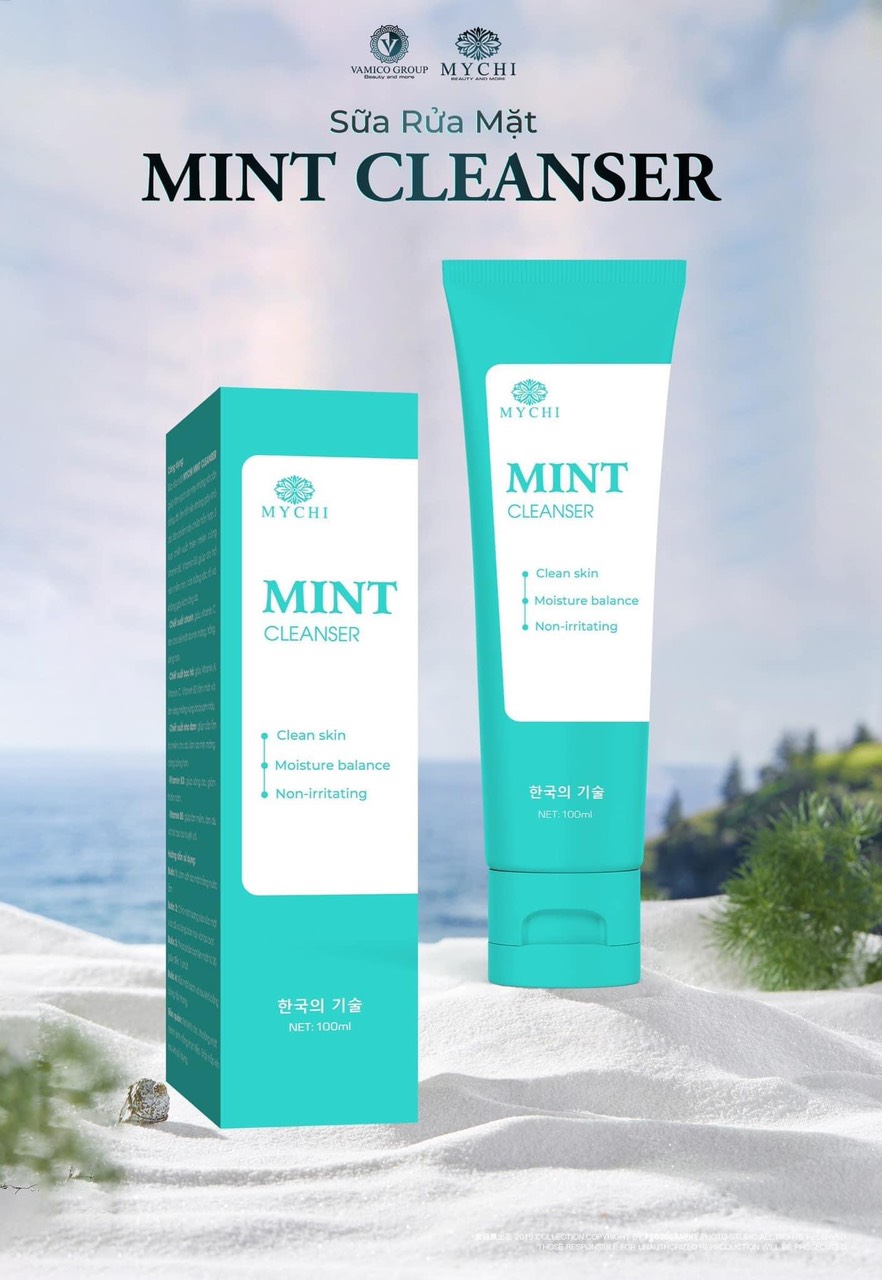 (mới) Sữa rủa mặt Mychi mint cleanser phiên bản to 100ml gấp 3,5 lần