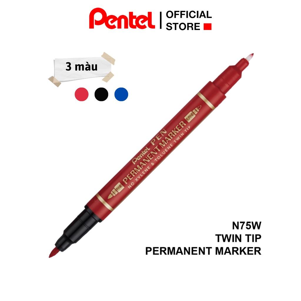 Bút Dạ Dầu Pentel 2 Đầu N75W Nét Nhỏ| Viết Được Trên Mọi Bề Mặt Chất Liệu.