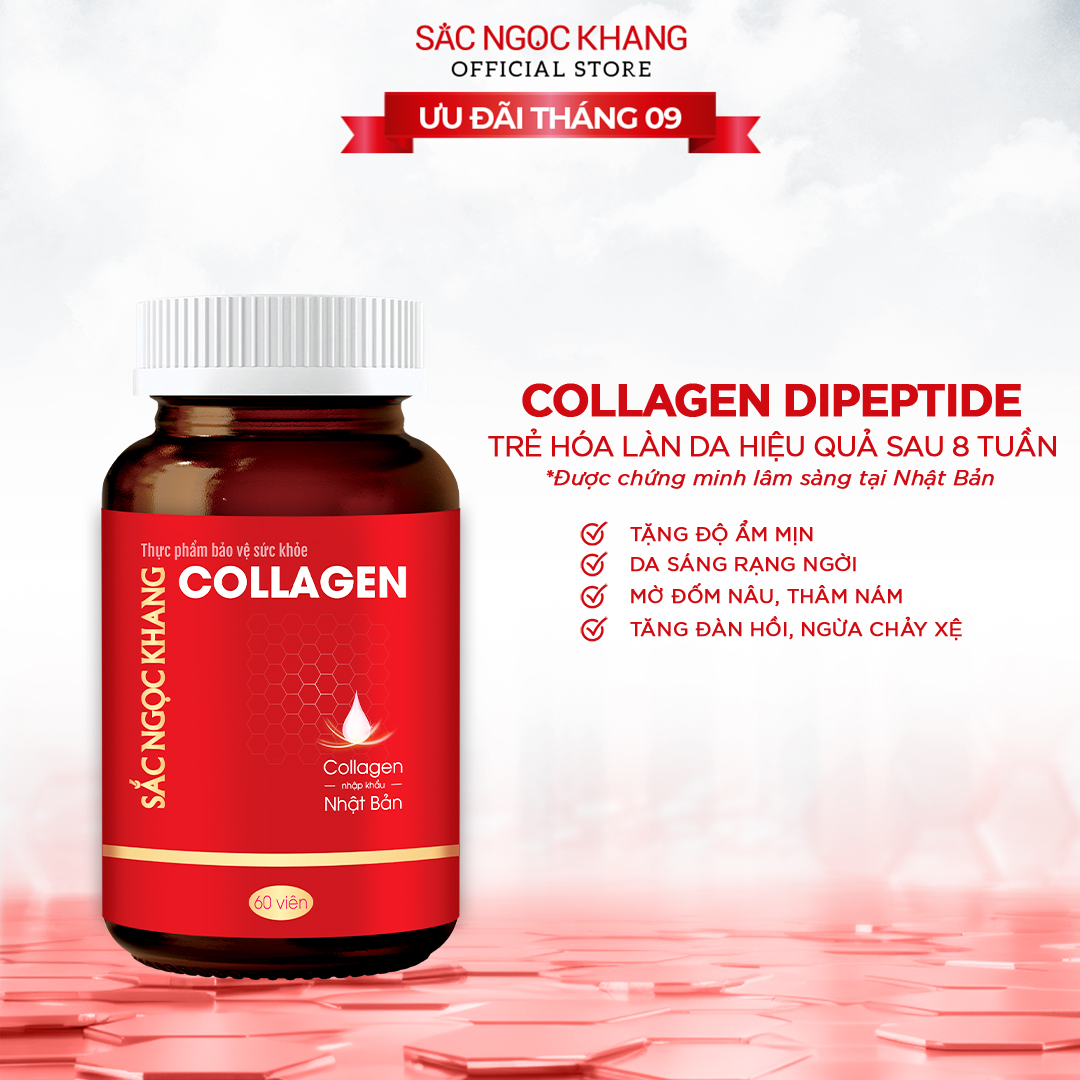 Collagen Sắc Ngọc Khang thế hệ mới 100% từ Nhật Bản [Hộp 60 viên]