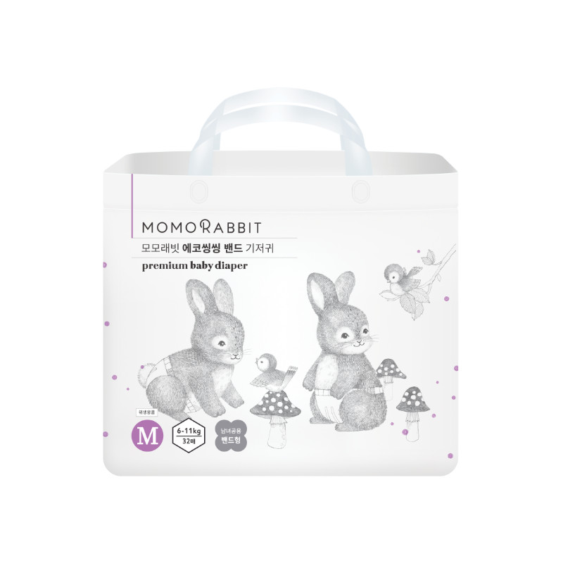 Bỉm/Tã Dán Momo Rabbit nội địa Hàn Quốc size M 32 miếng (Bé từ 6-11kg)