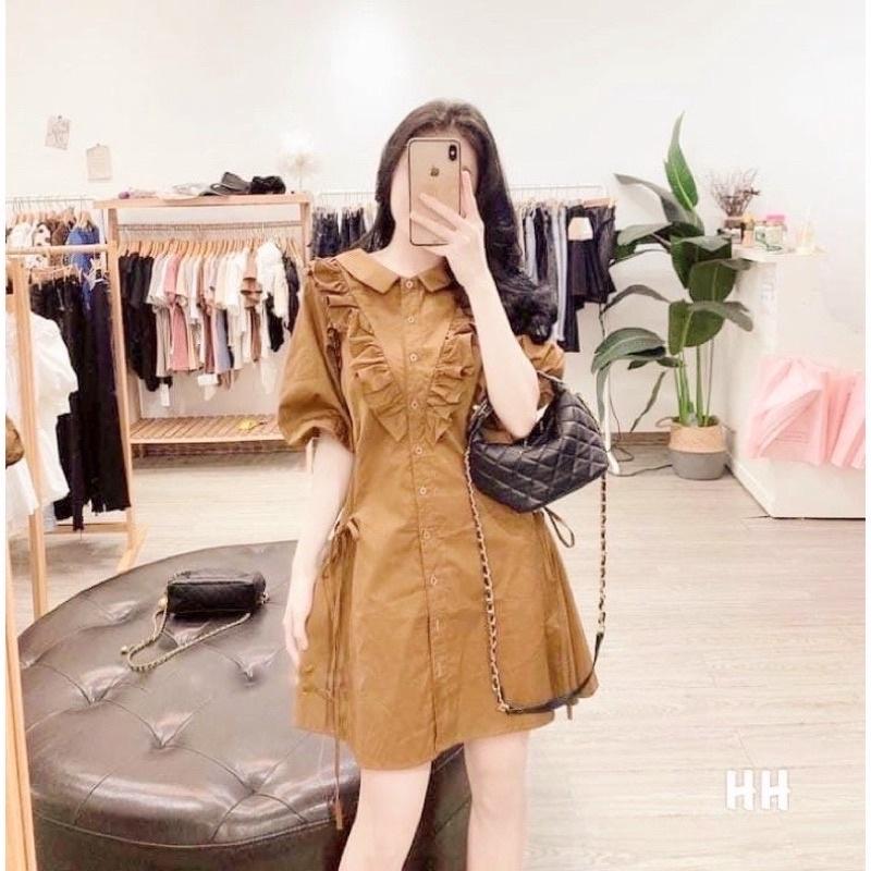 Đầm váy trắng phối bèo tay lỡ (kèm hình thật)