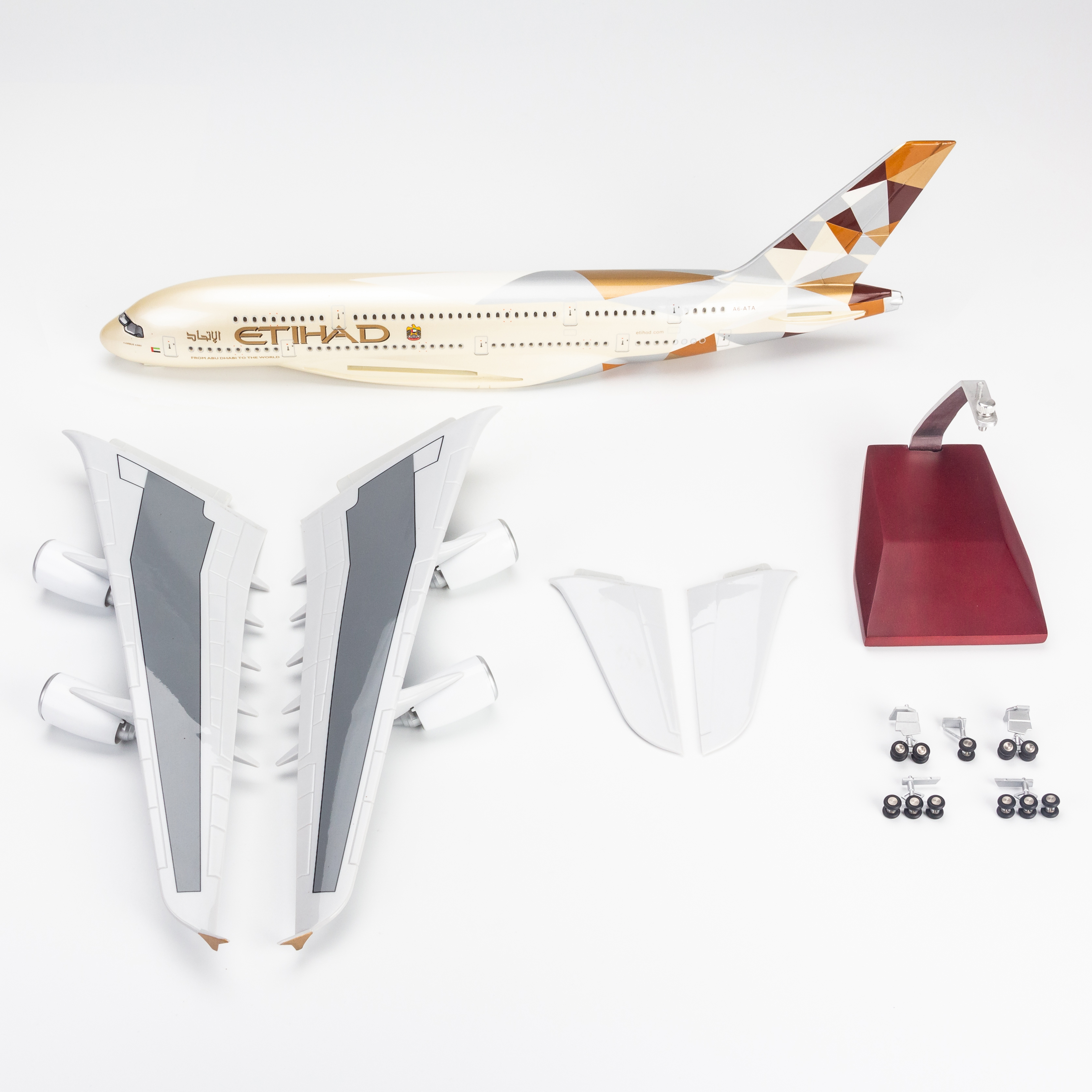 Mô hình máy bay Etihad Airways Airbus A380 lắp ráp có đèn 47cm MBMH46