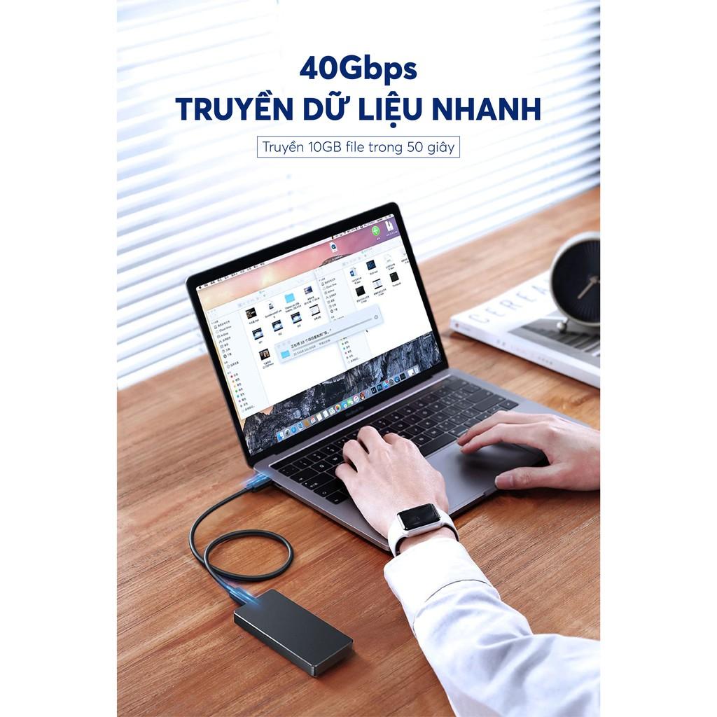 THUNDERBOLT 3 (USB Type-C Gen 3) truyền dữ liệu 40Gbps, xuất hình ảnh 5K60Hz, sạc 100W, dài 0.5-2m UGREEN US341 - Hàng chính hãng