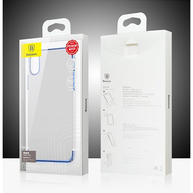 Ốp lưng dành cho Iphone X trong suốt viền màu Glitter chính hãng Baseus