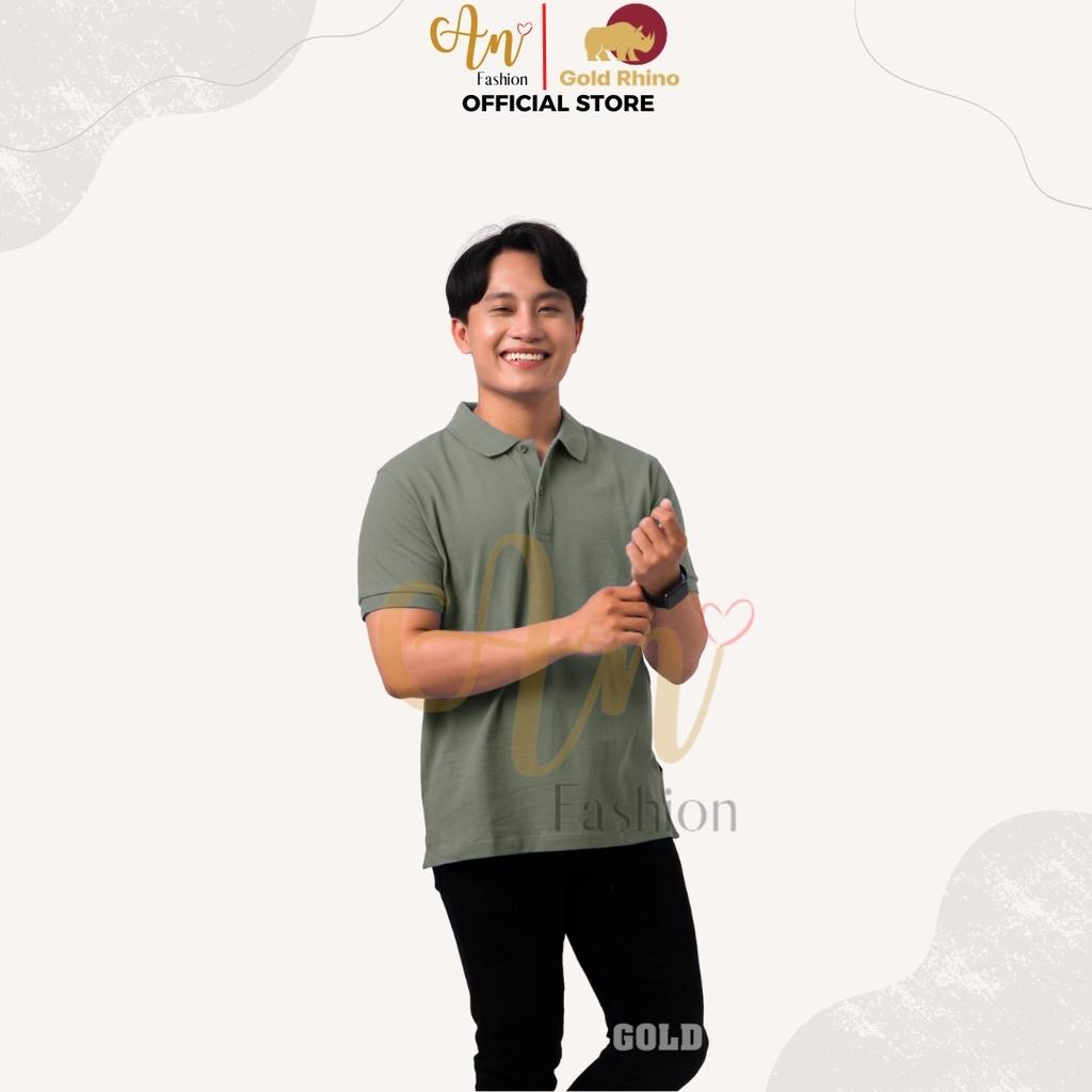 Áo Polo Nam Màu Oliu Cao Cấp 100% Cotton, Thoáng Mát, Kháng Khuẩn - Gold Rhino