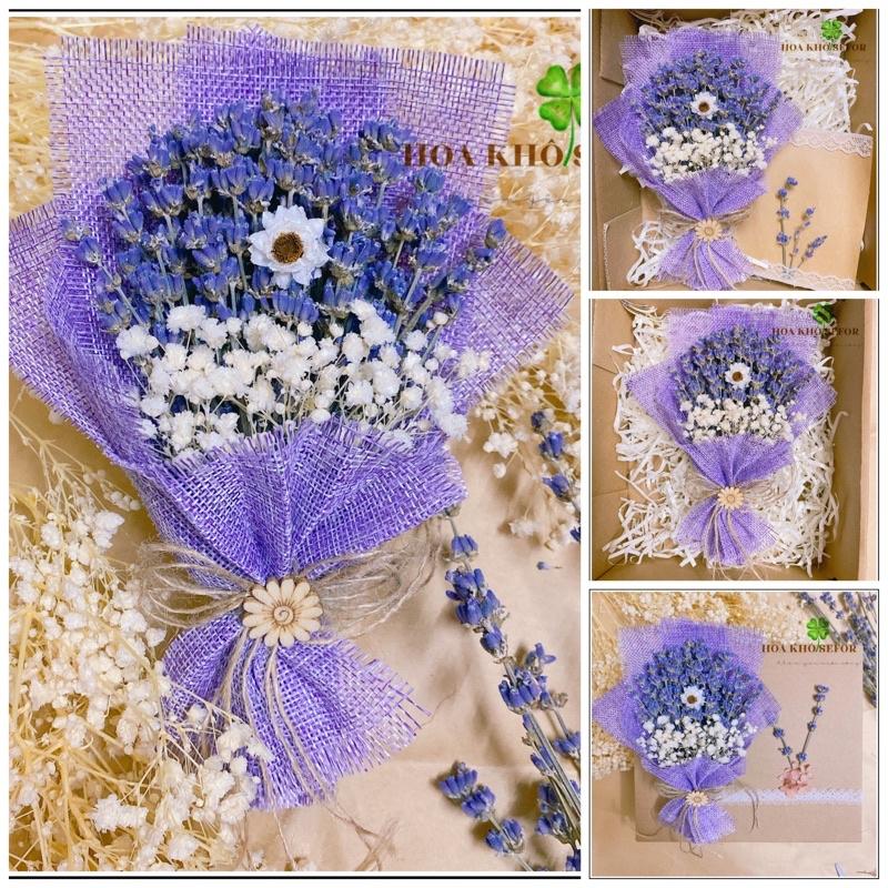 Combo quà tặng bó hoa Lavender, thiệp hoa và hộp quà
