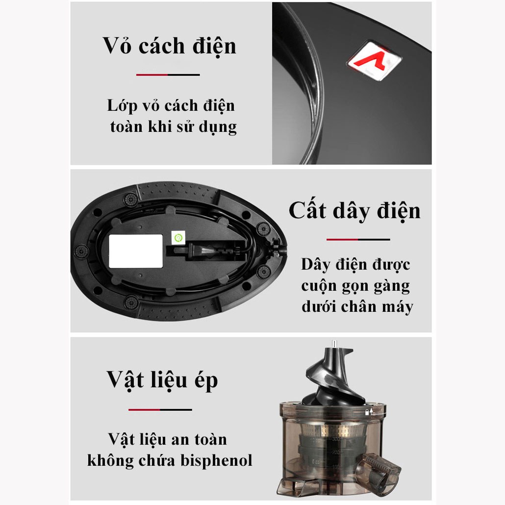 Máy ép chậm SOKANY ép kiệt nước hoa quả, máy làm kem lạnh công suất cực lớn 300W - SK25R  - HÀNG CHÍNH HÃNG - DELIYA