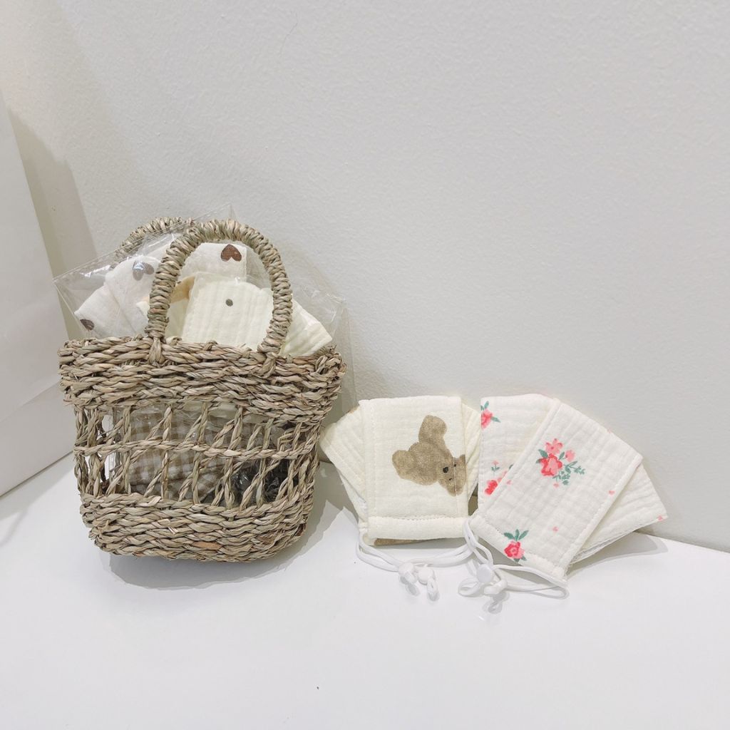 Khẩu trang 4d xô muslin mềm mại có dây điều chỉnh tiện dụng cho bé Mimo Baby M03