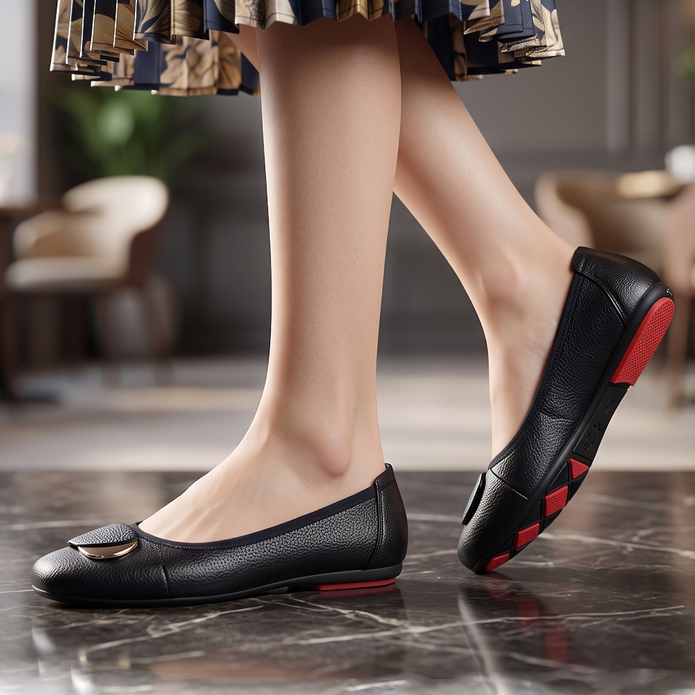 Giày Nữ Búp Bê Đế Bệt 2cm HA NAM Da Bò Thật Thời Trang Cao Cấp GBBN2041