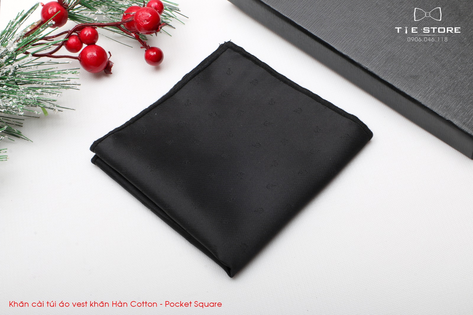 Khăn Cài Túi Áo Vest - Pocket Square - Phụ Kiện Cài Áo đen chìm