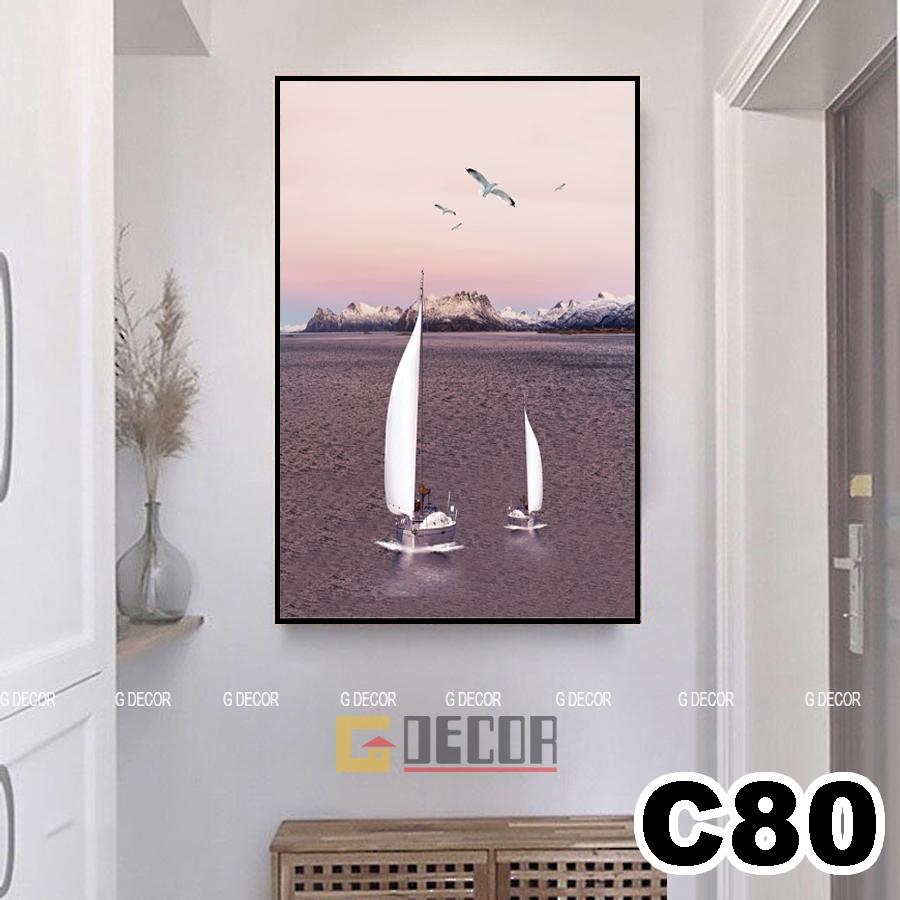 Tranh treo tường canvas 1 bức phong cách hiện đại Bắc Âu C209 tranh thuận buồm xuôi gió trang trí phòng khách, phòng ngủ