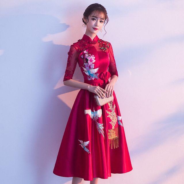 Hàng có sẵn. Đầm xòe kiểu dáng sườn xám