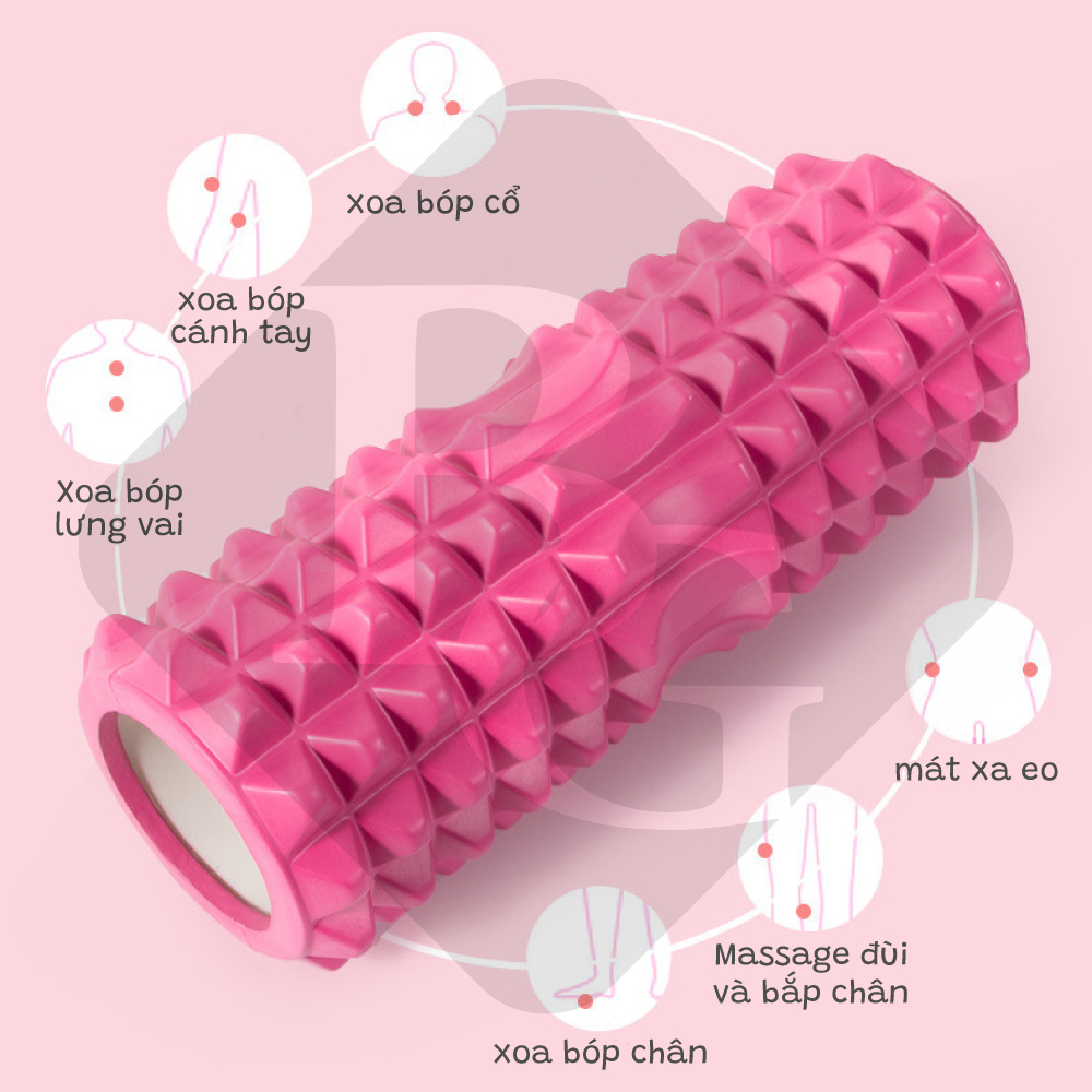 Combo Thảm Tập Yoga 6mm,Con Lăn Massage Ống Lăn Dãn Cơ Foam Roller BLUE- Bóng tập yoga size 65cm Tập Gym, Yoga, Thể Hình