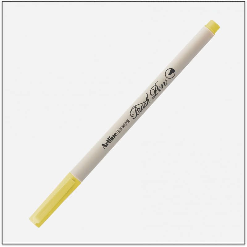 Bút lông đầu cọ viết calligraphy Artline Supreme Brush EPFS-F - Màu vàng dạ quang (Fluoro Yellow)