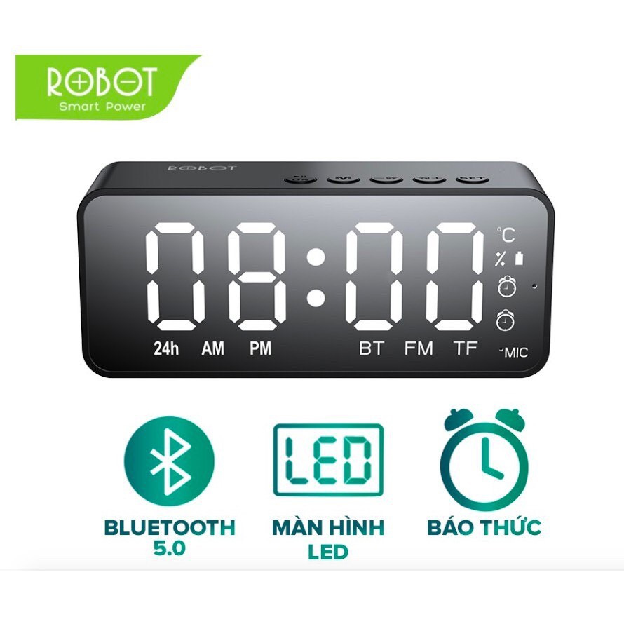 Loa Bluetooth 5.0 RB150 Màn Hình LED Kiêm Đồng Hồ Báo Thức (Cổng AUX White) - Hàng Chính Hãng