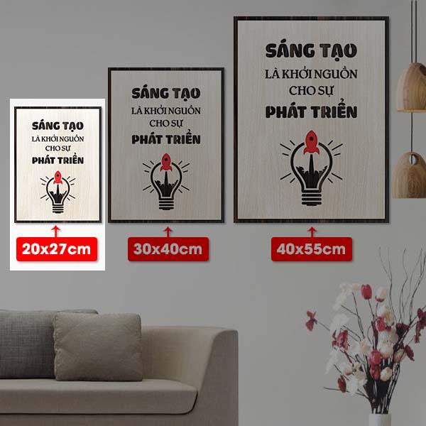 Tranh slogan về sáng tạo và sự phát triển TBIG120, Tranh gỗ khắc chữ truyền cảm hứng tạo động lực làm việc