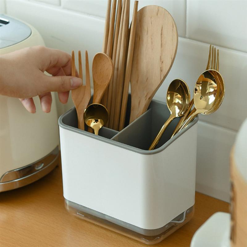 Giỏ Cắm Muỗng Nĩa Đũa Lưu Trữ Giá Đỡ 2 Lớp Dao Kéo Thoát Giá Bộ Đồ Ăn Dao Kệ Dao Kéo Nhà Tổ Chức Dụng Cụ Nhà Bếp