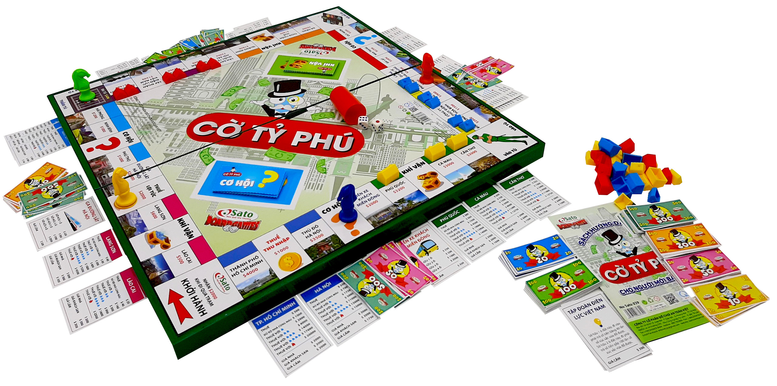 Hình ảnh Boardgame Cờ Tỷ Phú Việt Nam Sato Cỡ Lớn 42x42 Tặng Kèm Xúc Xắc Gỗ-Trò Chơi Rèn Luyện Tư Duy Làm Giàu