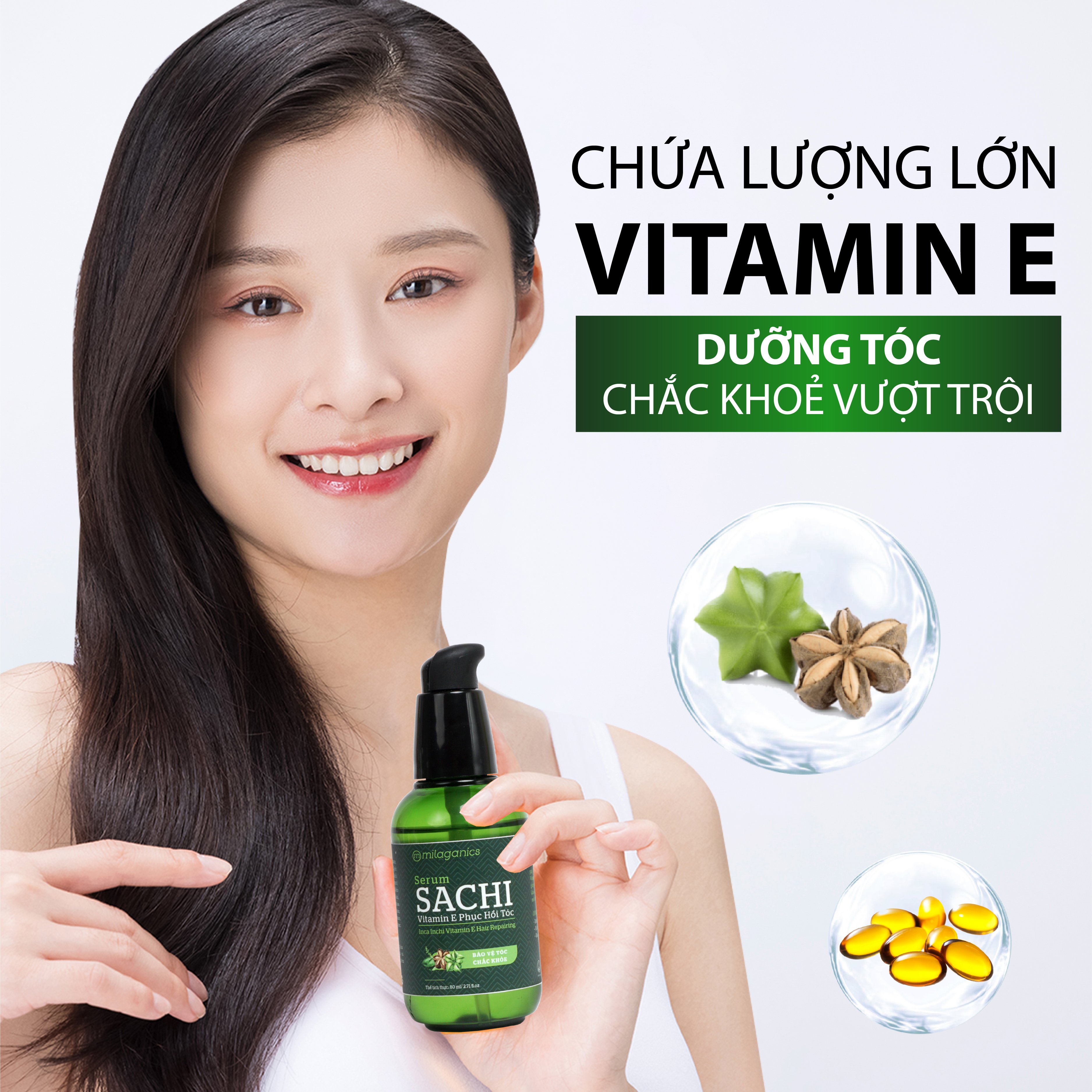 Serum Dưỡng Tóc Milaganics Sachi & Argan, Hàm Lượng Cao Omega và Vitamin E, Hỗ Trợ Phục Hồi Tóc Xơ Rối, Chẻ Ngọn, Bảo Vệ Tóc Khi Uốn, Ép, Sấy, Nhuộm
