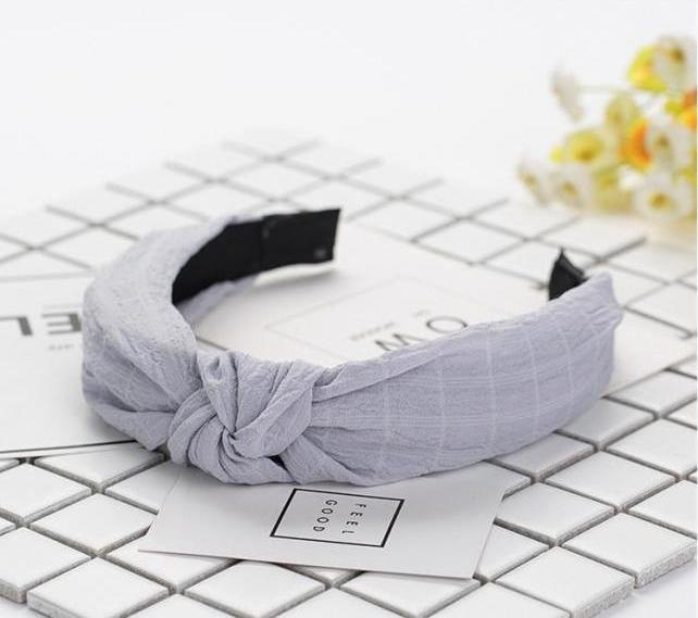 Bờm cài tóc turban nữ BN20C bản to mầu ghi sáng