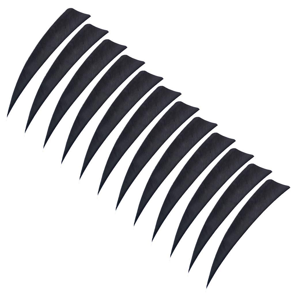 2-6pack 12 Pieces 4 Inch Archery Arrow Feathers Fletchings Vanes Black