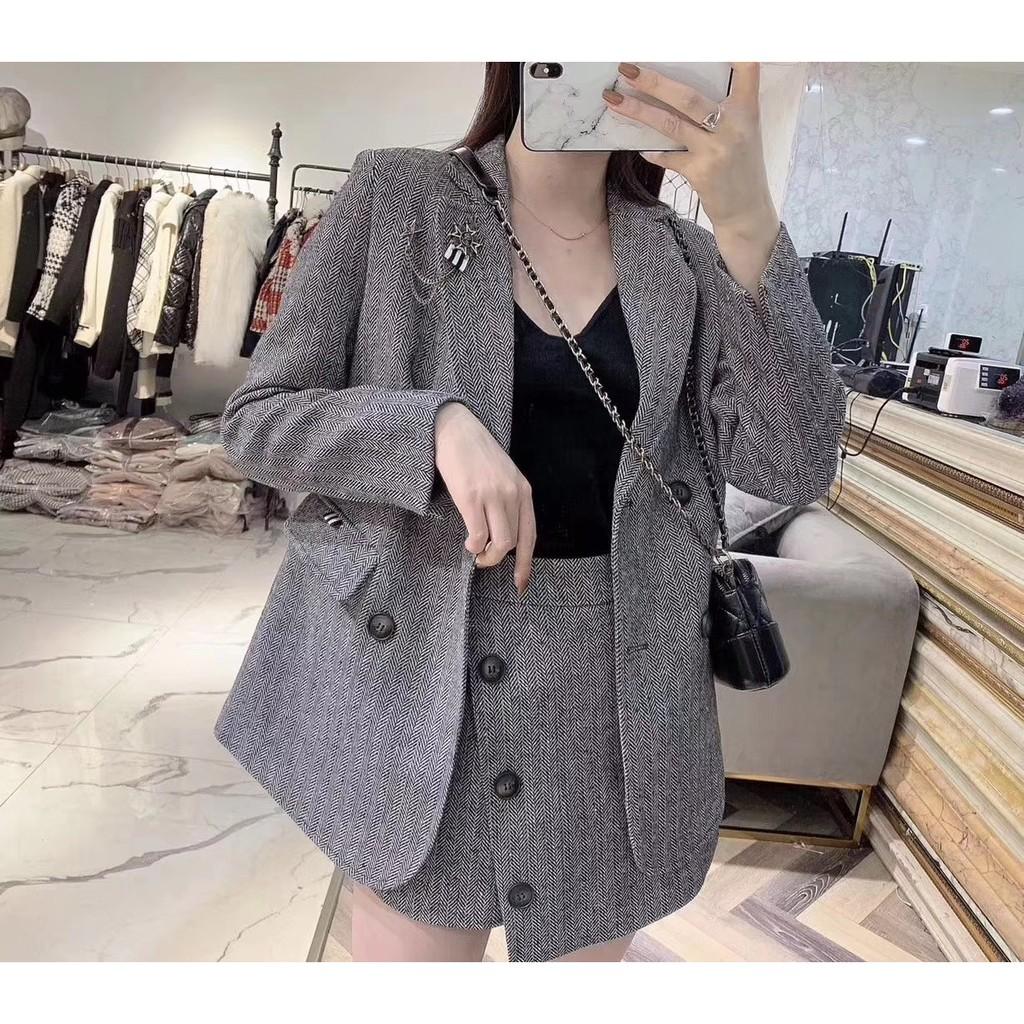 Set Blazer Kèm Quần Gỉa Váy, Áo Vest Dạ Phong Cách Hàn Quốc, Form Chuẩn Mặc Tôn Dáng