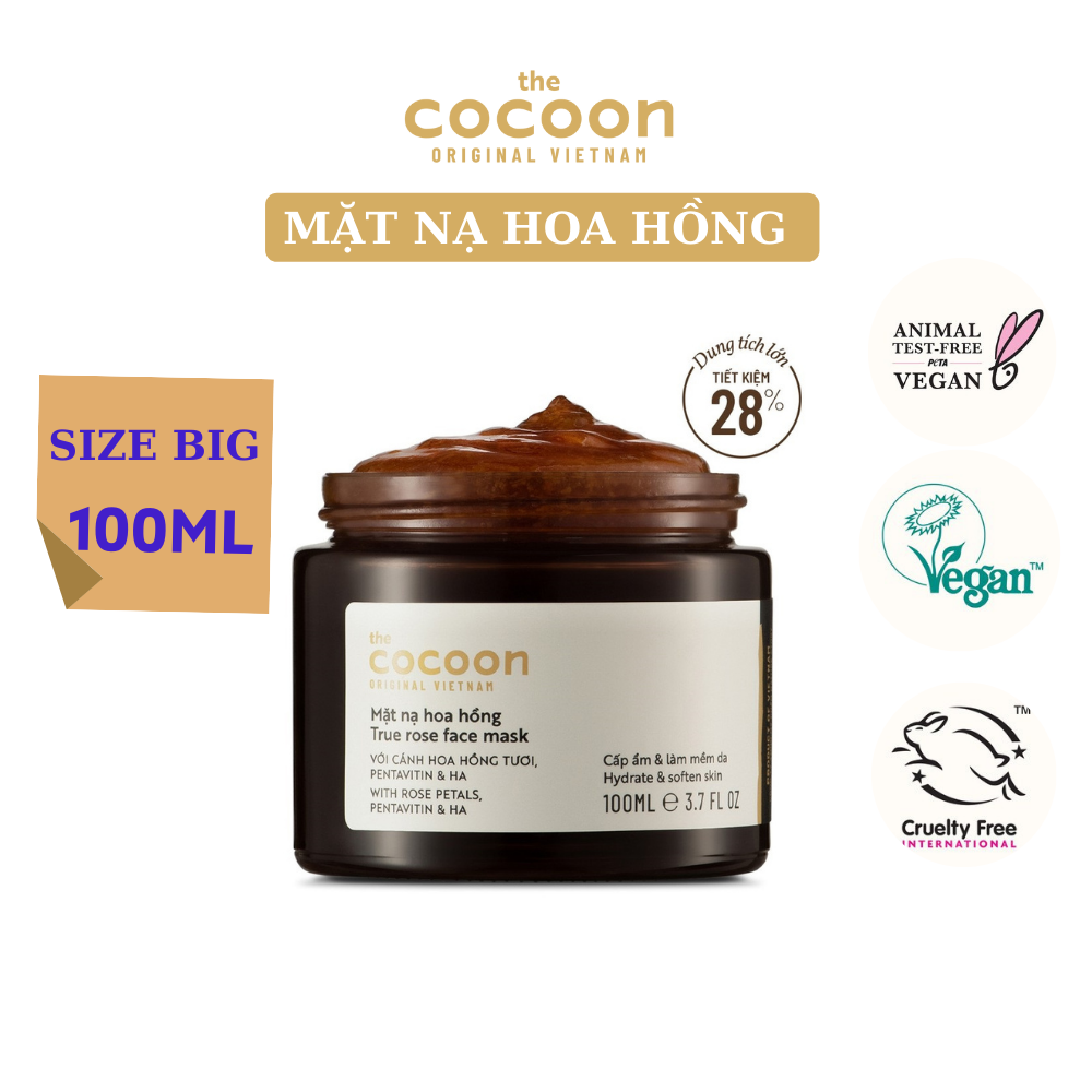 Mặt nạ hoa hồng Cocoon cấp ẩm &amp; làm mềm da 100ml