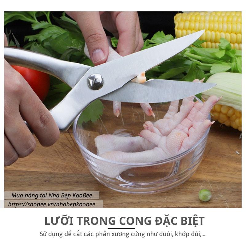 Kéo cắt gà vịt cao cấp Kitchen Scissors Inox 100% - Lưỡi dao sắc bén bền đẹp KooBee