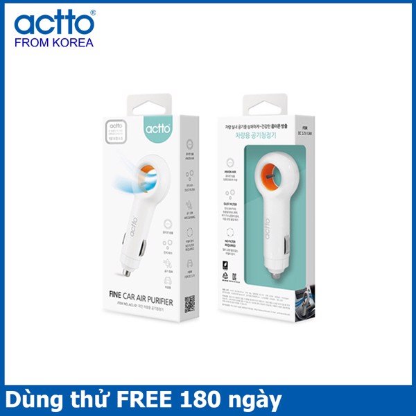 Máy lọc không khí mini dành cho ô tô xe hơi Fine Car Air Purifier Actto ACL-01 HÀNG CHÍNH HÃNG WHITE
